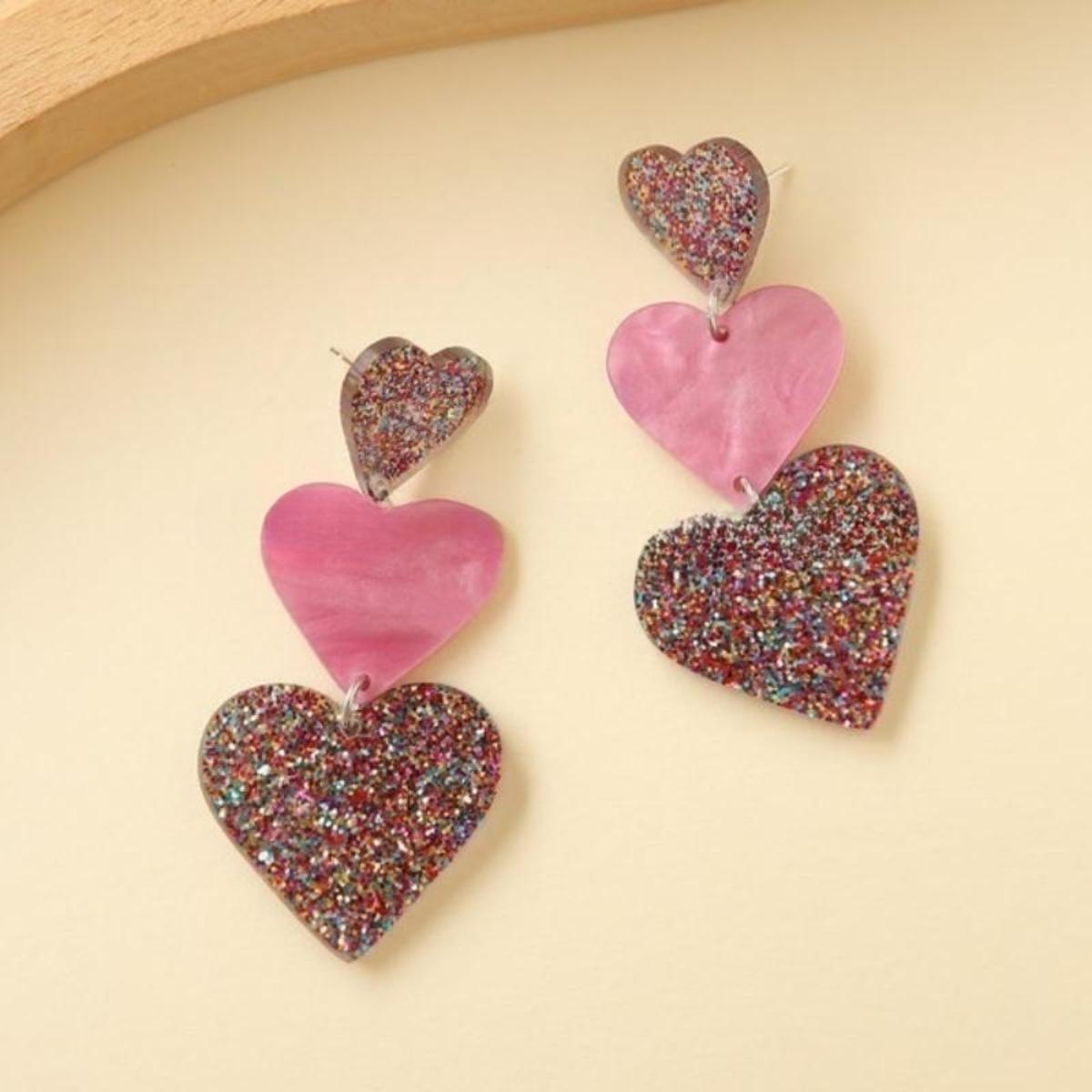 Wholesale color matching Valentine's Day acrylic love earrings niche personality High sense earrings women